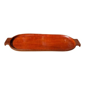 1970s Long Wooden Teak Serving Tray