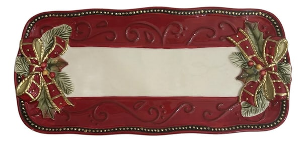 2016 Fitz and Floyd “Damask Holiday†Bread or Sandwich Tray