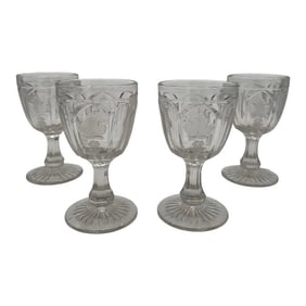 Set of 4 Late 20th Century Boston Sandwich Magnet and Grape Wine Goblets, Reproduction From the Metr
