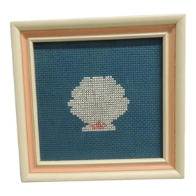 Vintage Small Framed Seashell and Coral Tapestry