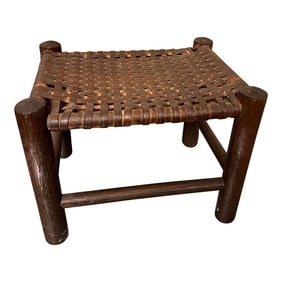 1970s Small Dark Brown Wooden Stool