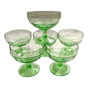 Anchor Hocking "Block Optic Green" Dessert Cups-Set of 6
