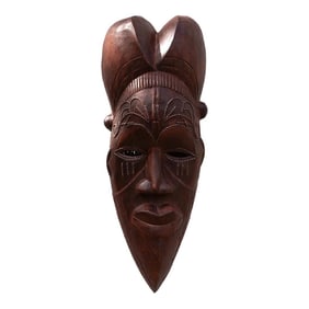 Metal Inlay Decorative Kwele African Mask