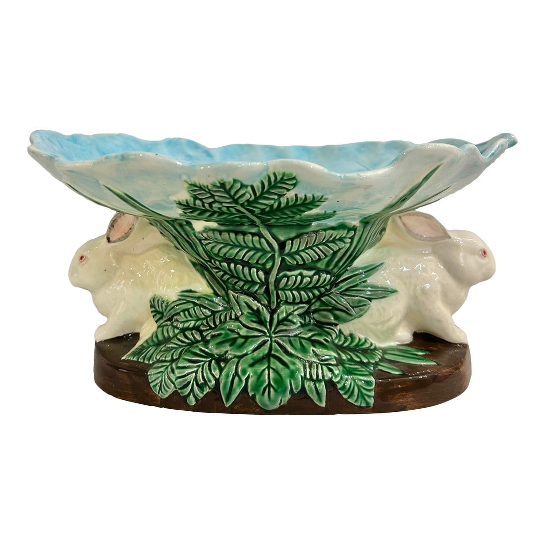 1985 Haldon Group Majolica Style Bunny Rabbit Compote (1 of 8)