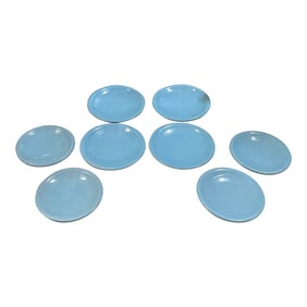 1970s Collection of Blue Ceramic Plates- Set of 8