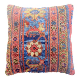 Blue Red Border Antique Mahal Rug Pillow