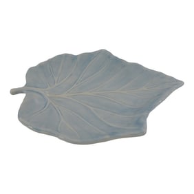 Waverly Fabrics Leaf Shape Ice Blue Ceramic Catchall Decorative Dish