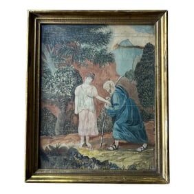 Early 19th Century Original Painting on Paper - Jesus and the Samaritan and I Another Woman and Shep