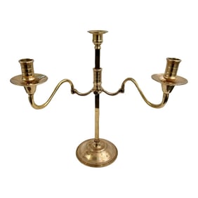 Mid 20th Century Solid Brass Adjustable 3 Arm Candlelabra