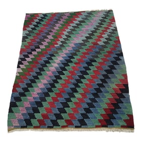 Small Diamond Turkish Kilim Rug 2'10" X 3'7"
