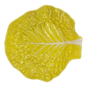 Vintage 1970s Secla Yellow Portuguese Cabbageware Majolica 13" Salad Serving Bowl