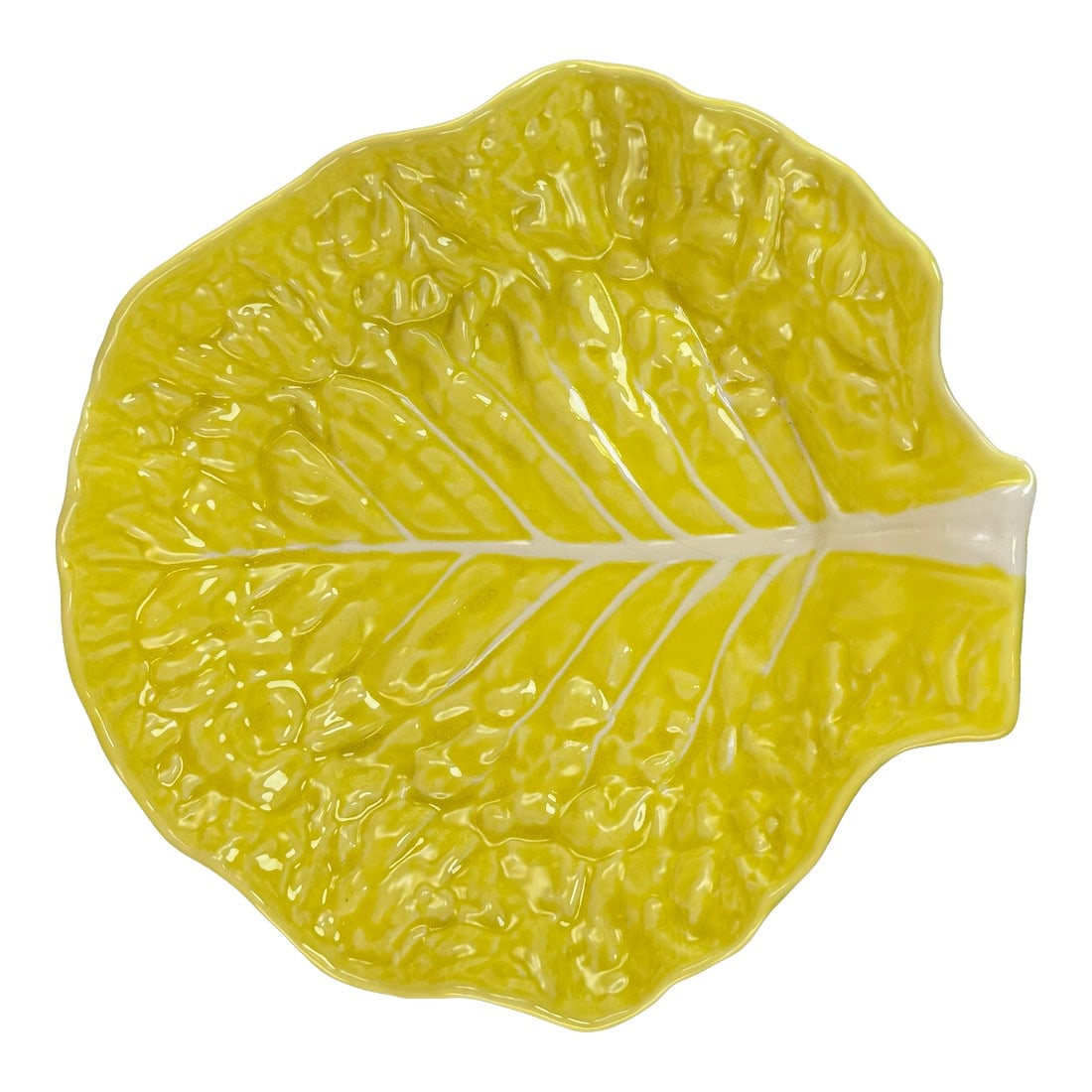 Vintage 1970s Secla Yellow Portuguese Cabbageware Majolica 13" Salad Serving Bowl (1 of 9)