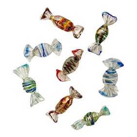 Mid-Century Hollywood Regency Boho Chic Italian Murano Candies - Set of 8.