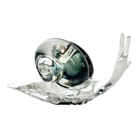 Large Murano Style Glass Snail Sculpture - Handblown Two-Toned Color