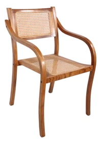 Bent Plywood and Cane Arm Chair Circa 1970's After Thonet