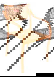 Bent Plywood and Cane Arm Chair Circa 1970's After Thonet