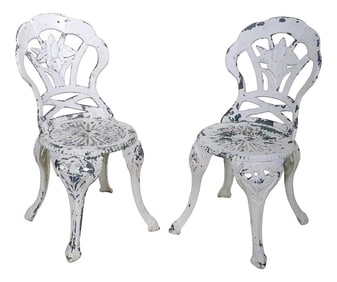 Mid 20th Century Pair of Cast Aluminum Garden Chairs