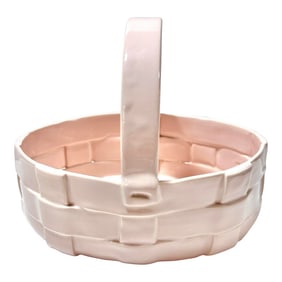 1970s Italian Woven Pink Porcelain Basket