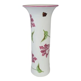 Vintage Porcelain Tulip & Butterfly Vase by Mma