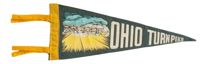 Vintage Ohio Turnpike Felt Flag - 5" X 12"