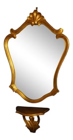 Vintage Gold Framed Mirror and Console Set