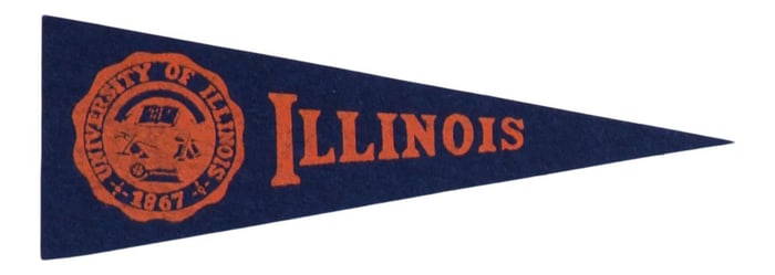 Vintage University of Illinois Felt Flag