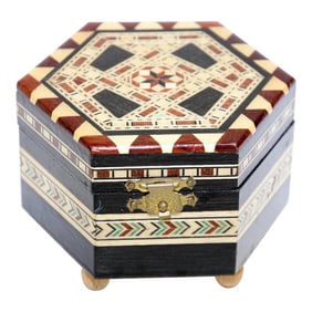 Mosaic Marquetry Octagonal Music Box Granada Moorish Spain