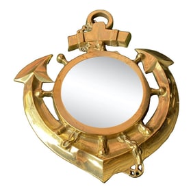 1970s Brass Nautical Anchor Mirror