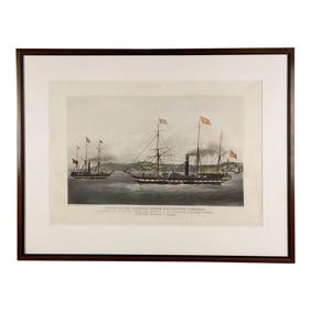 Vintage Hand-Colored Nautical Engraving, Circa 1920