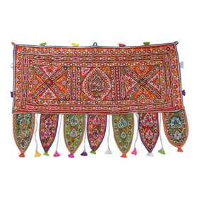 Vintage Indian Embroidered Toran with Mirror-Work