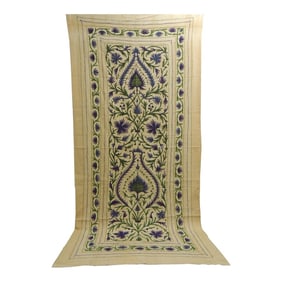 Large Scale Vintage Suzani Tree of Life Textile in Green and Purple