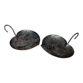 Sculptural Modern Heart Dish in Patinated Silverplate - a Pair