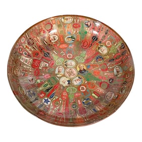 2 Pc. Cigar Band Decoupage Glass Bowls