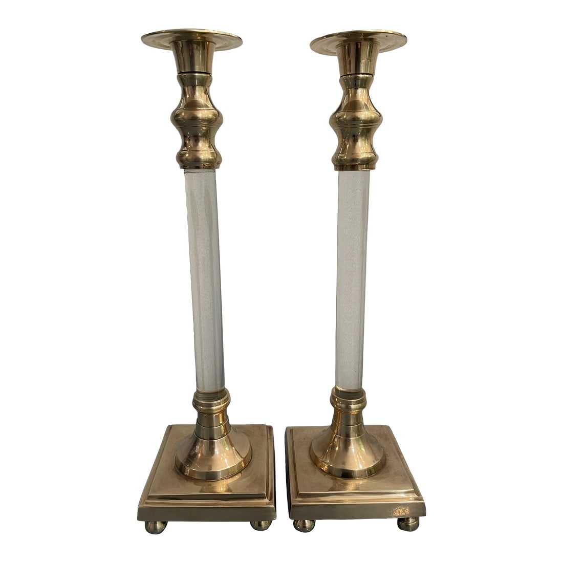 1970â€™s Hollywood Regency Lucite and Brass Candle Sticks - a Pair (1 of 8)