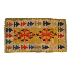 1990s Turkish Rug Hand-Woven Mini Kilim Rug - 2' X 3'8"