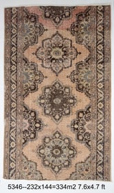 4'8'' x 7'7'' Handmade Vintage Wool Rug - 5346