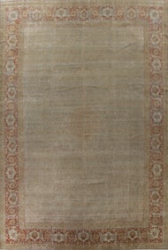 Pre-1900 Antique Sultanabad Vegetable Dye Persian Rug 15x21