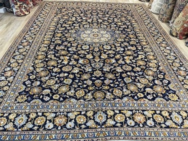 Signed Vintage Persian Kashan Rug-5211