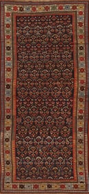 Pre-1900 Antique Vegetable Dye Kazak Oriental Rug 4x9