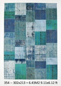 6'11'' x 9'10'' Handmade Vintage Wool Patchwork Rug - 354