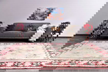 6'3'' x 9'8'' Handmade Vintage Wool Rug - 24673