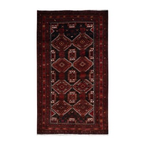 Chocolate Brown, Vintage Persian Baluch, Pure Wool Hand Knotted Rug