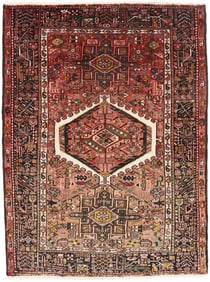 Semi Antique Tribal Geometric 4X5 Karajeh Persian Rug