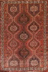 Antique Vegetable Dye Shiraz Persian Area Rug 5x8