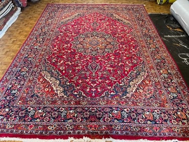 Vintage signed Persian Mashad Rug