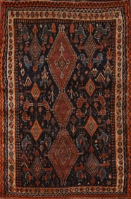 Vegetable Dye Qashqai Antique Persian Rug 4x6