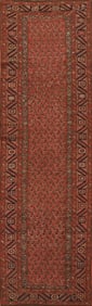Pre-1900 Antique Vegetable Dye Sultanabad Persian Runner Rug 3x12