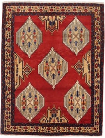 Vintage Red Tribal 5X6 Mazlaghan Persian Rug