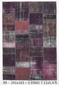 5'4'' x 7'10'' Handmade Vintage Wool Patchwork Rug - 99