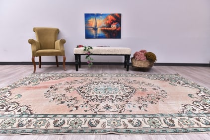 6'0'' x 9'7'' Handmade Vintage Wool Rug - 244861